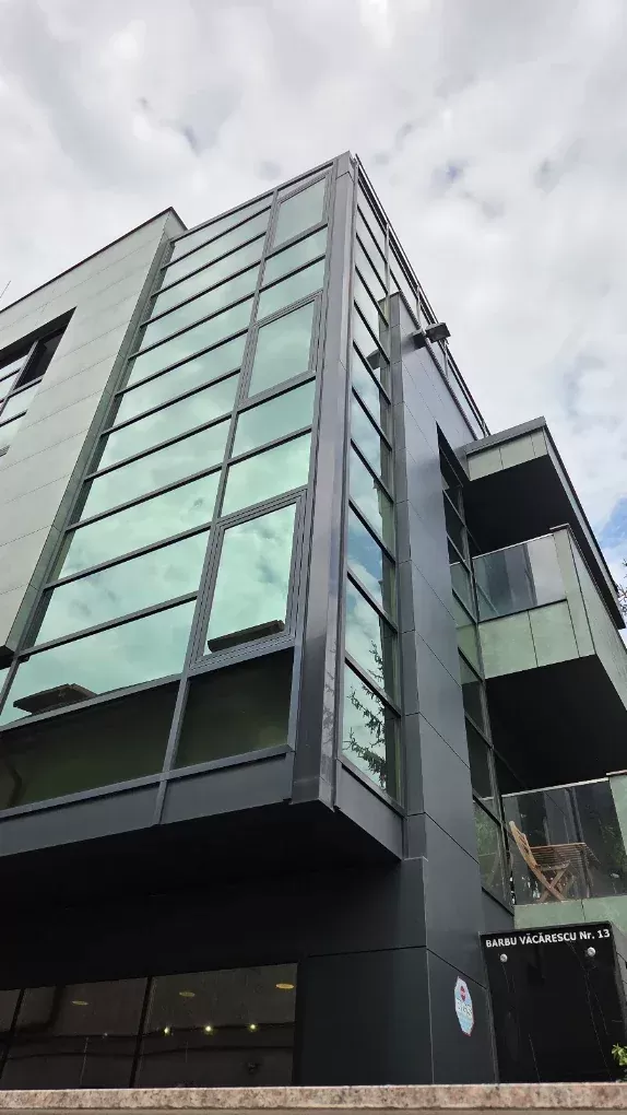The office building that houses BigConvert's headquarters, at Barbu Văcărescu 13, Bucharest