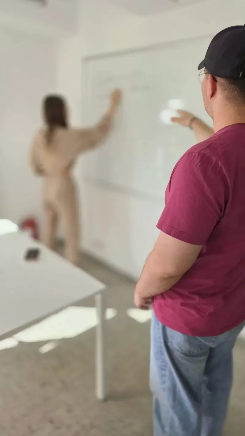 BigConvert strategy session at the whiteboard